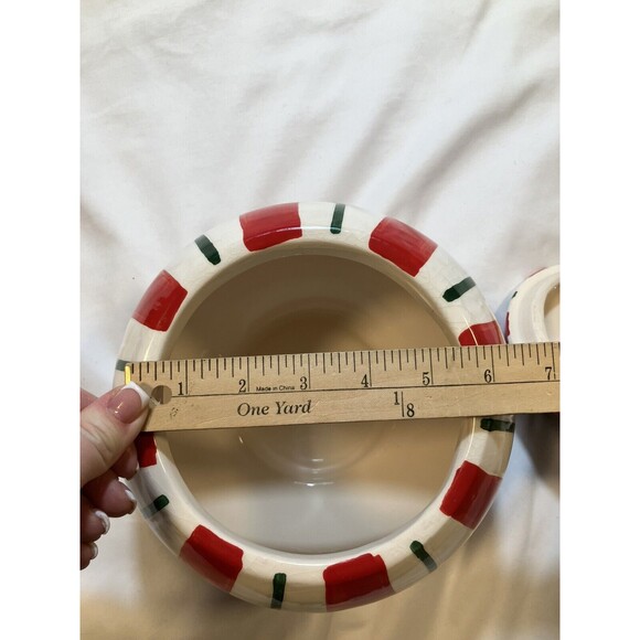 Stripped Christmas Ball Tree Ornament Cookie Jar Kitchen Holiday Baking Storage - Picture 5 of 5